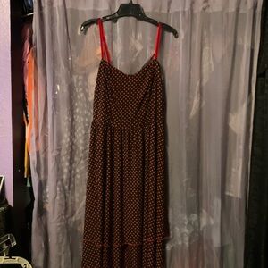Bettie Page byTatyana Rare Black W Red Dots Fit & Flare Spaghetti Strap Dress XL
